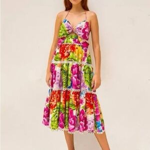 Farm Rio Rainbow Chita Flower Midi Dress - Brand New With Tags